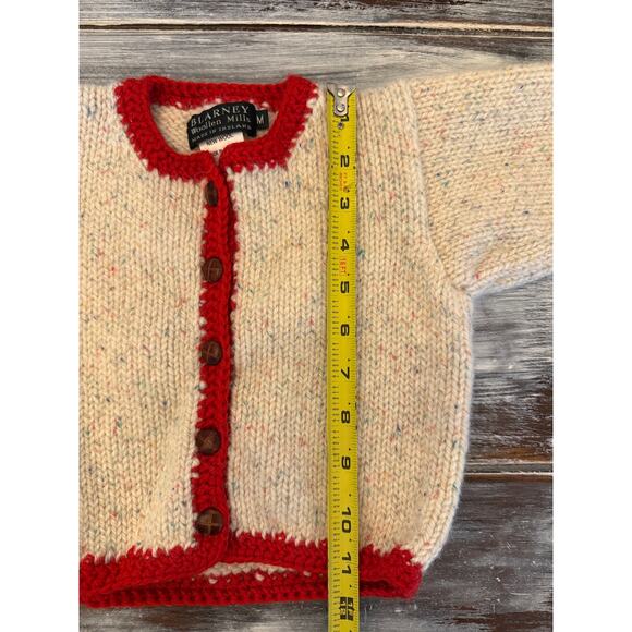 Blarney Woolen Mills Child’s Cardigan Cream with Red Lining Size Medium Ireland - Picture 5 of 5